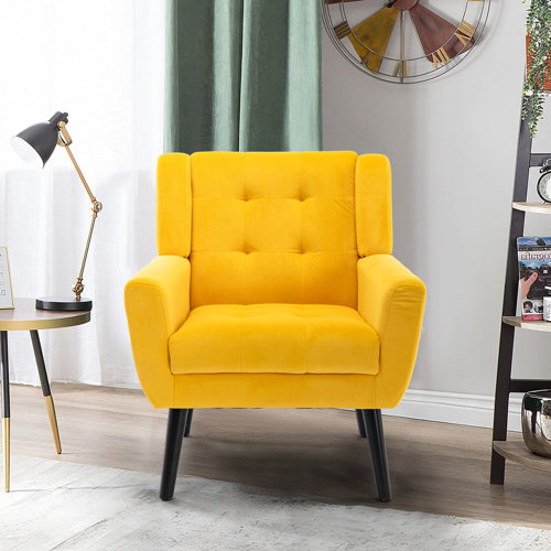 Tufted Upholstered Wide Back Armchair